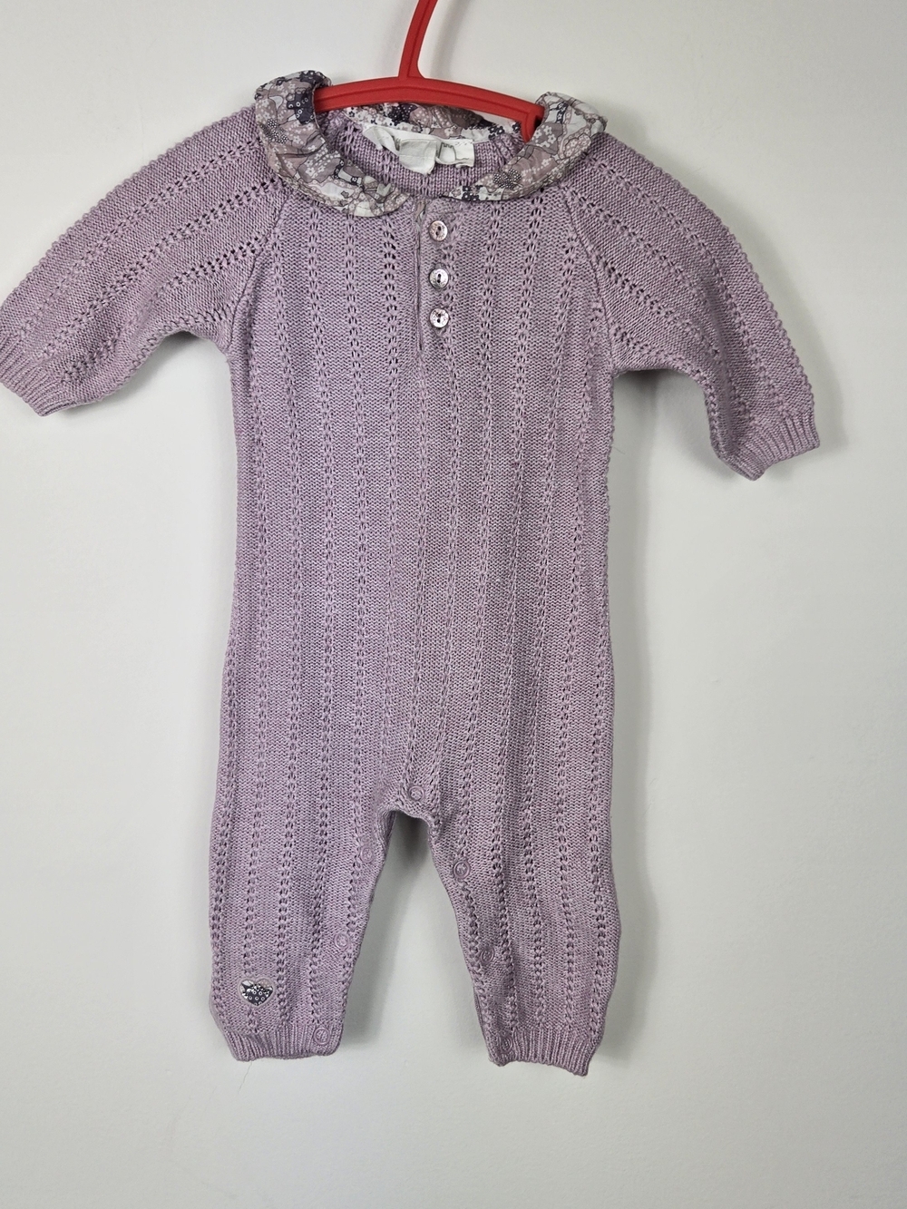 Château de Sable Baby Knit Romper 1 Month Lavender Heirloom Style